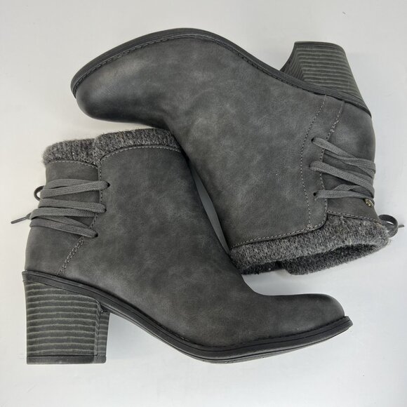 Roxy Dakota Boots Womens Size 10 Gray Booties Faux Leather Fur Lined Heels - Picture 6 of 9